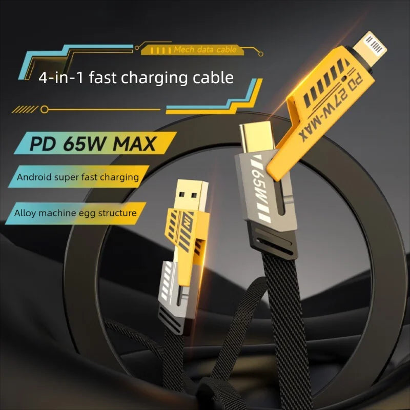 4 In 1 Multi USB PD Charging Cable (Type-C To C, C To Lightening, USB To C, USB To Lightening)