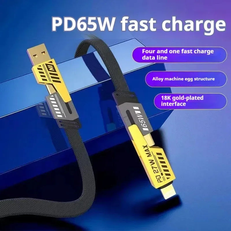 4 In 1 Multi USB PD Charging Cable (Type-C To C, C To Lightening, USB To C, USB To Lightening)