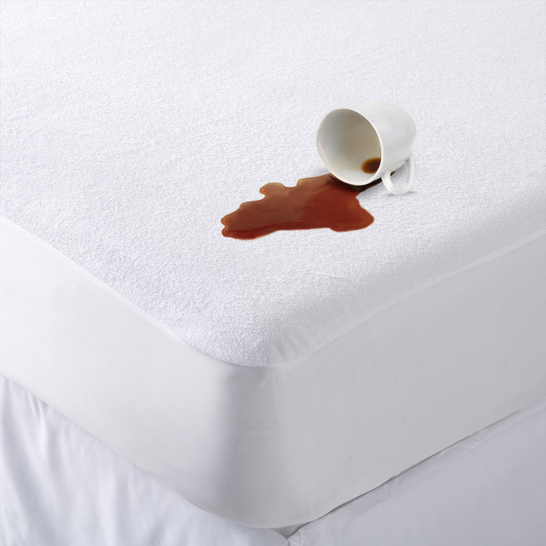 Premium Terry Cotton 100% Waterproof Zipper Mattress Protector In White Color