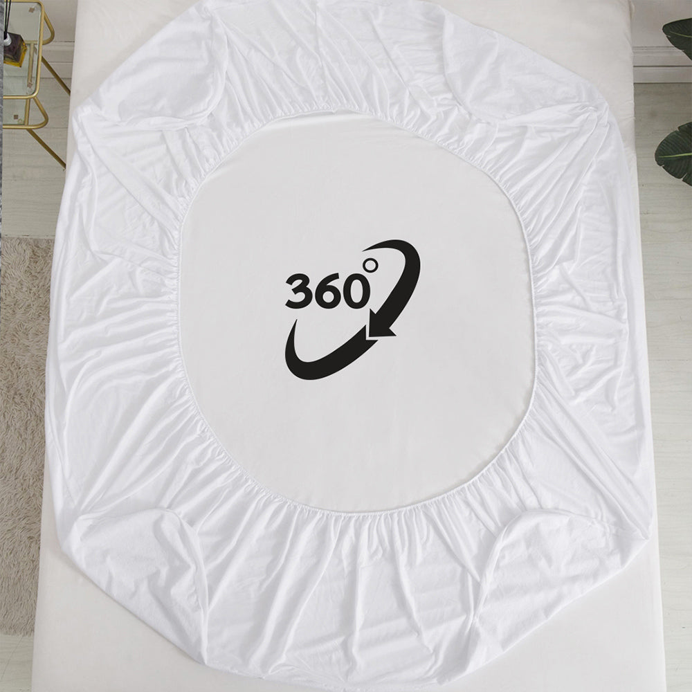 Poly Cotton Fitted Style Waterproof Mattress Protector Grey Color